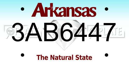 3AB6447 Arkansas License Plate