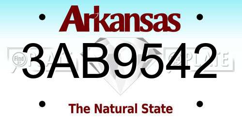 3AB9542 Arkansas License Plate
