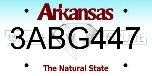 3ABG447 Arkansas License Plate