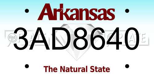 3AD8640 Arkansas License Plate