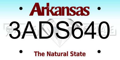 3ADS640 Arkansas License Plate