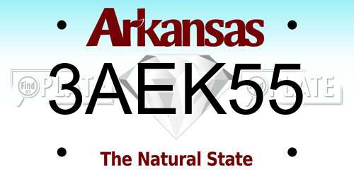 3AEK55 Arkansas License Plate