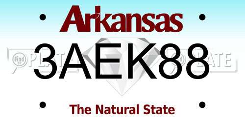 3AEK88 Arkansas License Plate