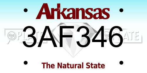 3AF346 Arkansas License Plate