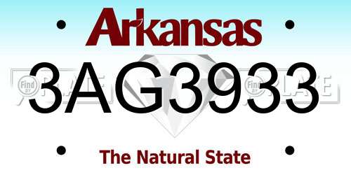 3AG3933 Arkansas License Plate