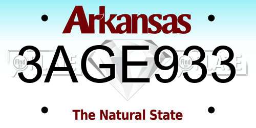 3AGE933 Arkansas License Plate