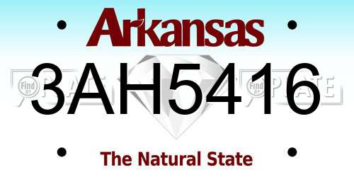 3AH5416 Arkansas License Plate