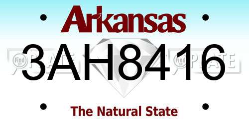 3AH8416 Arkansas License Plate