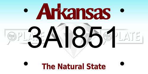 3AI851 Arkansas License Plate