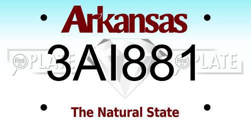 3AI881 Arkansas License Plate