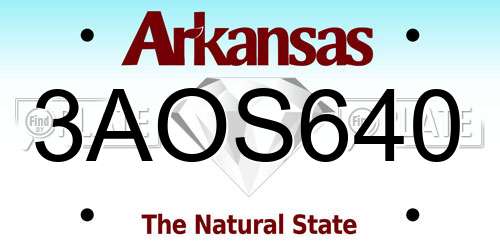 3AOS640 Arkansas License Plate