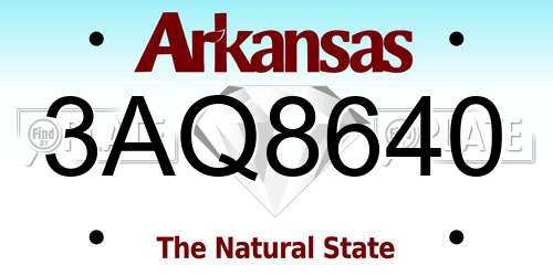 3AQ8640 Arkansas License Plate