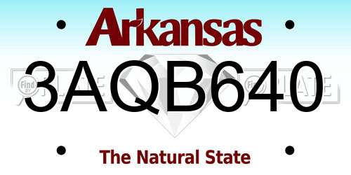 3AQB640 Arkansas License Plate