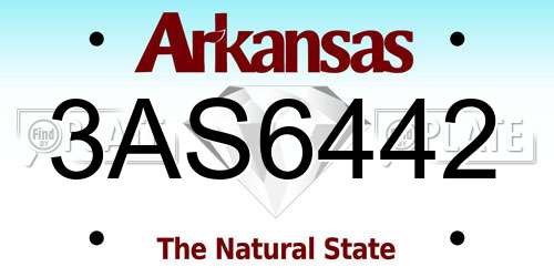 3AS6442 Arkansas License Plate