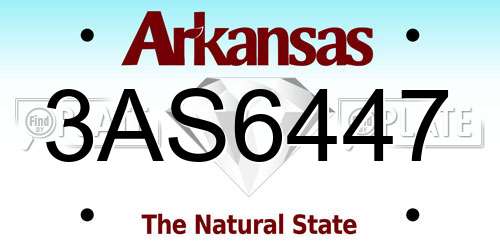 3AS6447 Arkansas License Plate