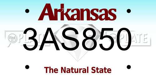 3AS850 Arkansas License Plate