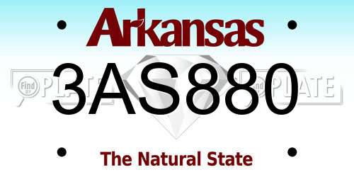 3AS880 Arkansas License Plate