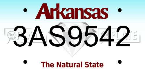 3AS9542 Arkansas License Plate
