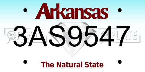 3AS9547 Arkansas License Plate