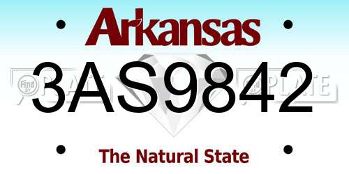 3AS9842 Arkansas License Plate