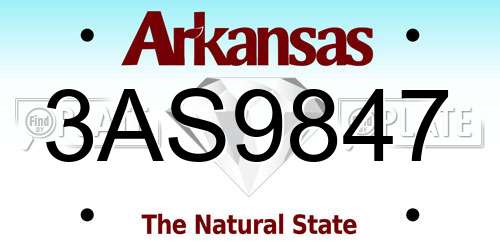 3AS9847 Arkansas License Plate