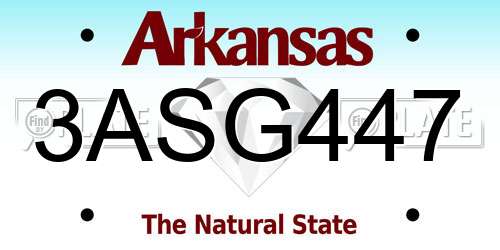 3ASG447 Arkansas License Plate