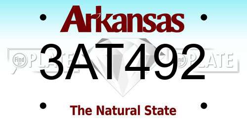 3AT492 Arkansas License Plate