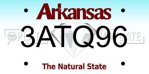 3ATQ96 Arkansas License Plate