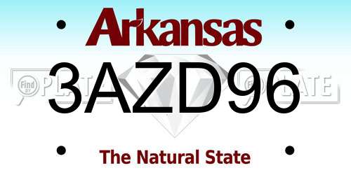 3AZD96 Arkansas License Plate