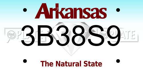 3B38S9 Arkansas License Plate