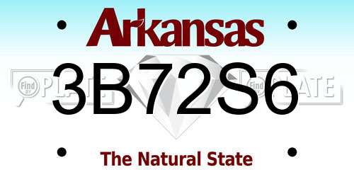 3B72S6 Arkansas License Plate
