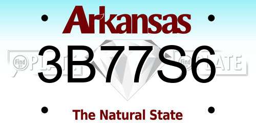 3B77S6 Arkansas License Plate