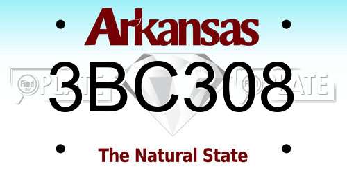 3BC308 Arkansas License Plate