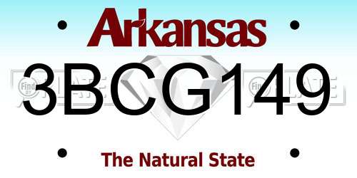 3BCG149 Arkansas License Plate