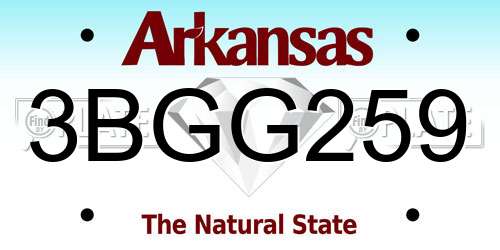 3BGG259 Arkansas License Plate