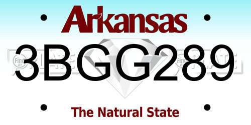3BGG289 Arkansas License Plate