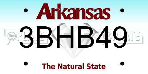 3BHB49 Arkansas License Plate