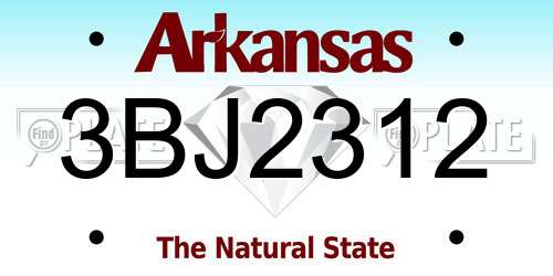3BJ2312 Arkansas License Plate