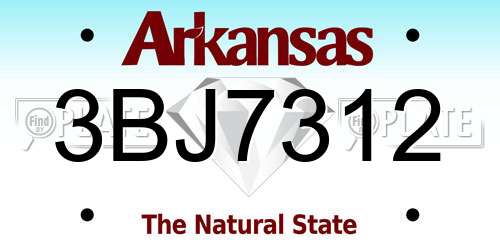 3BJ7312 Arkansas License Plate