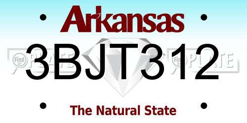 3BJT312 Arkansas License Plate