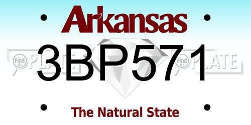 3BP571 Arkansas License Plate