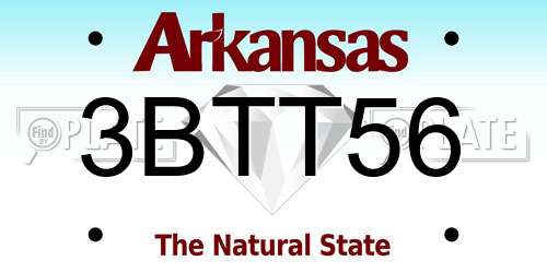 3BTT56 Arkansas License Plate