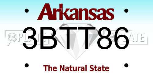 3BTT86 Arkansas License Plate