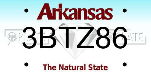 3BTZ86 Arkansas License Plate