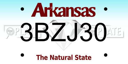 3BZJ30 Arkansas License Plate