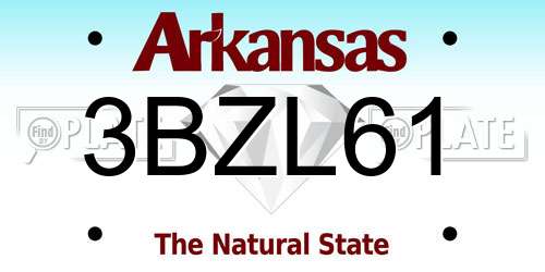 3BZL61 Arkansas License Plate