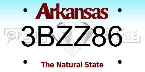 3BZZ86 Arkansas License Plate
