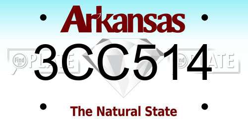 3CC514 Arkansas License Plate
