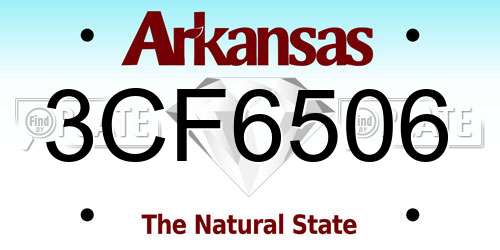 3CF6506 Arkansas License Plate
