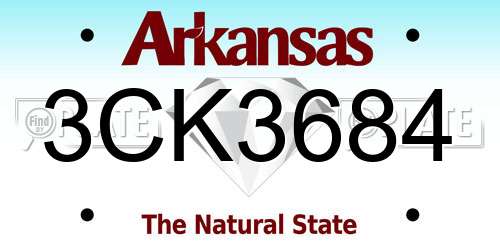 3CK3684 Arkansas License Plate